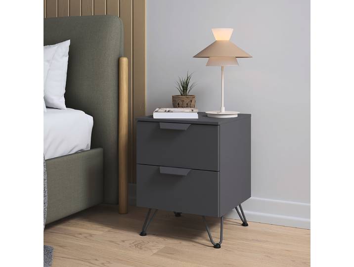 Nachtkommode Aditio 53cm Grau/Graumetallic Freiform