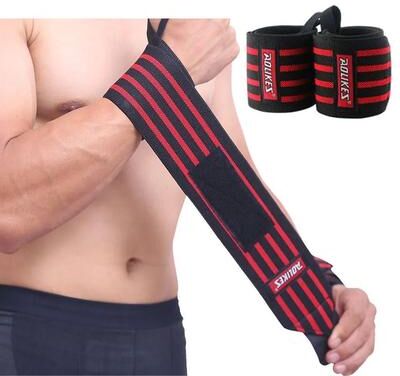 Useful Little Things Professional Heavy Duty Weightlifting Wrist Wraps Pair With Thumb Loop red A