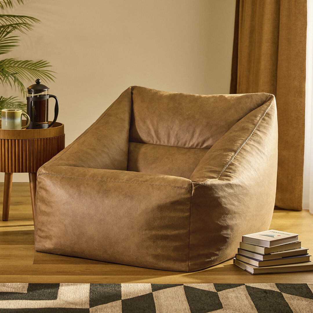 Isabelle & Max icon Natalia Faux Leather Armchair Bean Bag, Tan Beige