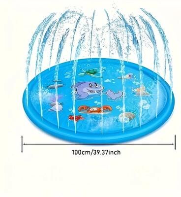 Inspire Select Heavy Duty Outdoor Pet Splash Pool Anti Slip Dog Cooling Bath Basin With Water Spray Function ocean Animal Pattern