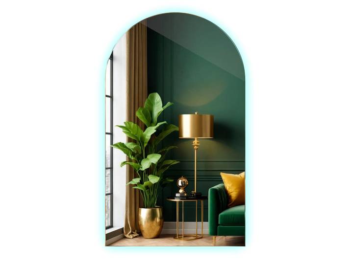 Tulup LED Spiegel 45 x 80 cm Unregelmäßige Form Kaltweiß 6500K, Blau, Glas, Organisch, 45x80x0.4 cm, Spiegel, Wandspiegel