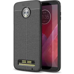 Screenguard Motorola Moto Z3 Play Hülle Leather Design TPU Cover (Motorola Moto Z3 Play), Smartphone Hülle, Schwarz