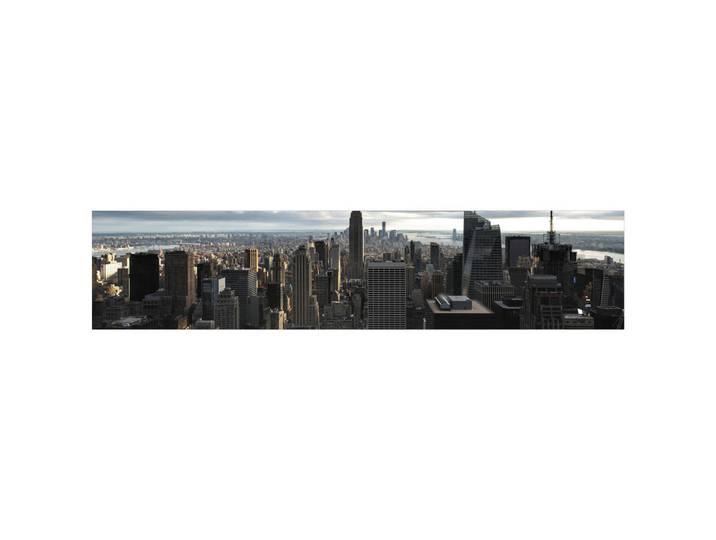 Fani Küchenrückwand Smart - Glas, Dunkelgrau, Metall, Kunststoff, Skyline, 240x53.7x0.6 cm, mit Dekor, Spritzschutz, individuell zuschneidbar, Echtglas-Optik, Küchen, Küchenausstattung, Küchenrückwände