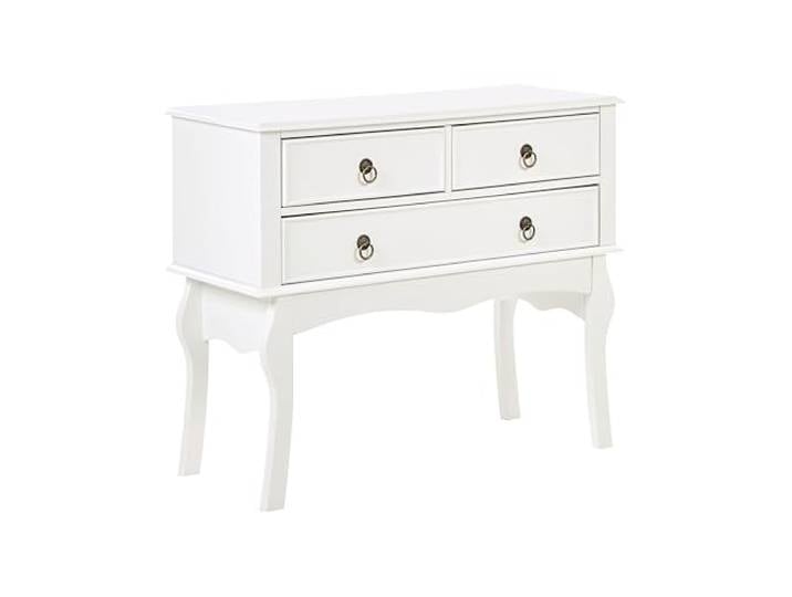 Beliani Konsolentisch weiß 91x75x35 cm mit 3 Schubladen edel rustikal Landhausstil Lamar