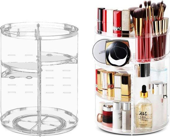 oCreon 360 graden draaibare cosmetica container - Transparante make-up organizer voor slaapkamer en badkamer