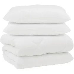 vidaXL Decke mit Kissen 3 pcs Weiß Mikrofaser und Daunenfedern