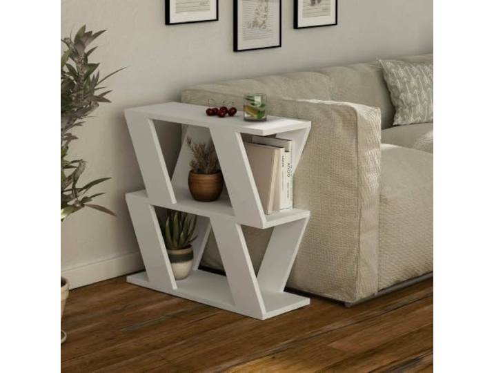 Dmora Couchtisch Thalia 60x22x57h cm Weiß, Zeitschriftenhalter