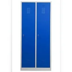 PROREGAL Garderobenspind Camel | 2-Fach mit Pro-Aufteilung| HxBxT 180x80x50 cm | Zylinderschloss | Grau-Blau