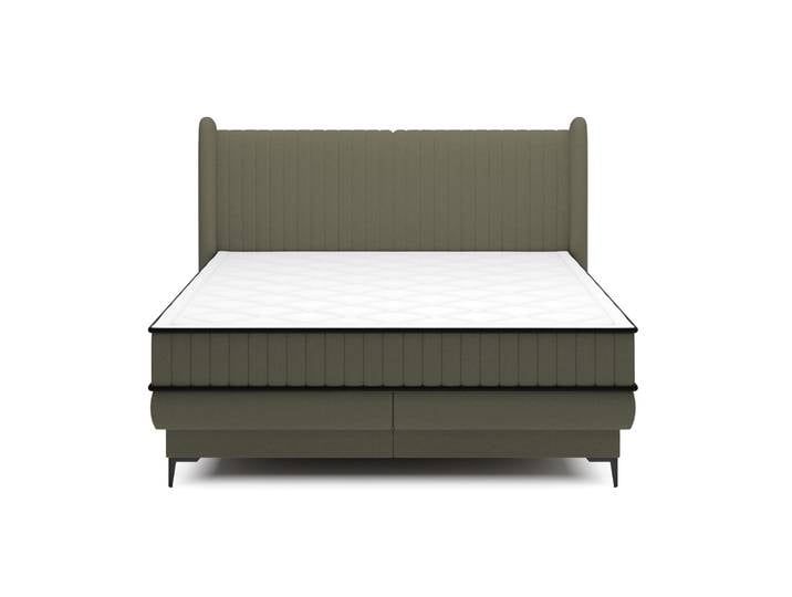 Kontinentales Bett 160x200 cm Daliano mit Stauraum, olivgrüner