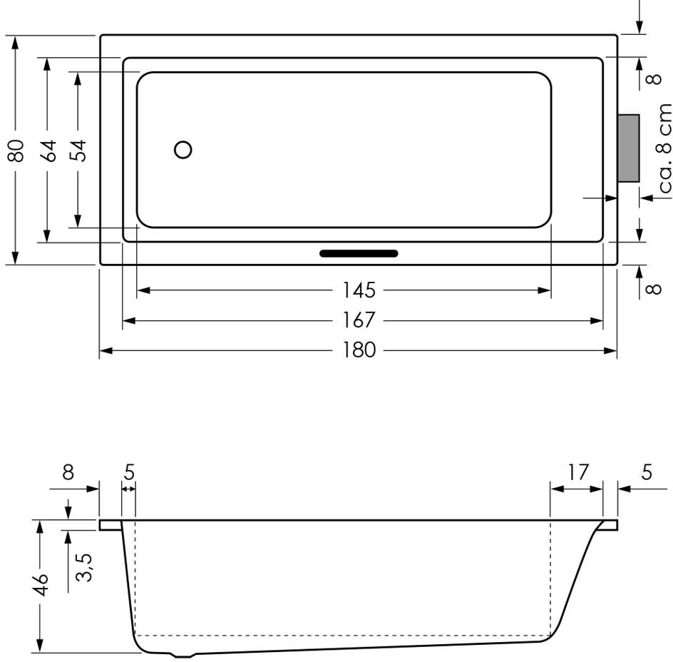 Repabad Genf Mono 180/80 mit Rückentherapie