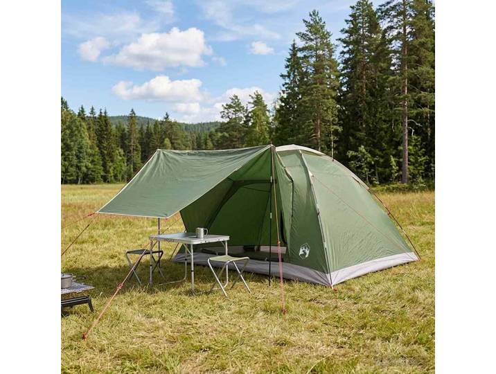 vidaXL Campingzelt 6 Personen Grün Polyester und Stahl