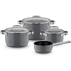 WMF Fusiontec MineralPro Platinum 4-teiliges Set, Pfannenset + Topfset, Grau