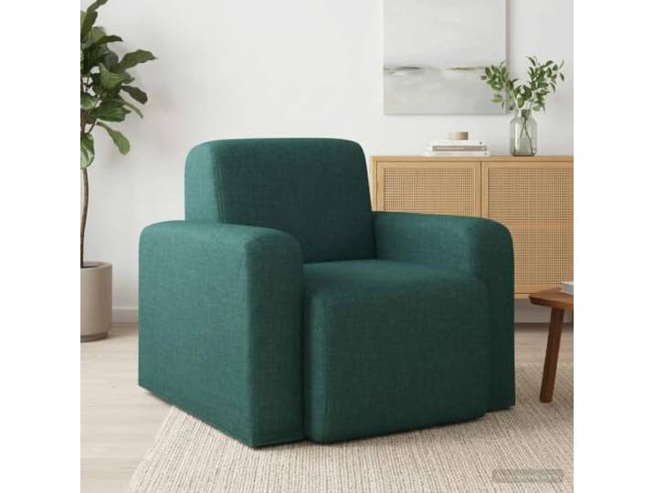 NLQMSU Sessel dunkelgrün aus Polyestergewebe mit Rahmen aus Holz Gebogene Rückenlehne, bequeme Armlehnen, pflegeleicht, modernes Design, ideal für Wohnzimmer, Schlafzimmer, Leseecke