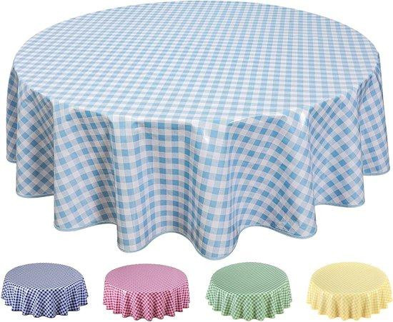Famanu Tafelkleed Blauw-grijs Geruit 160 cm Afwasbaar