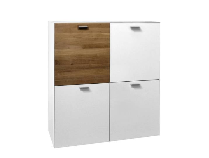 Highboard 119 x 124 x 42cm Weiß/Weiß/Wildeiche