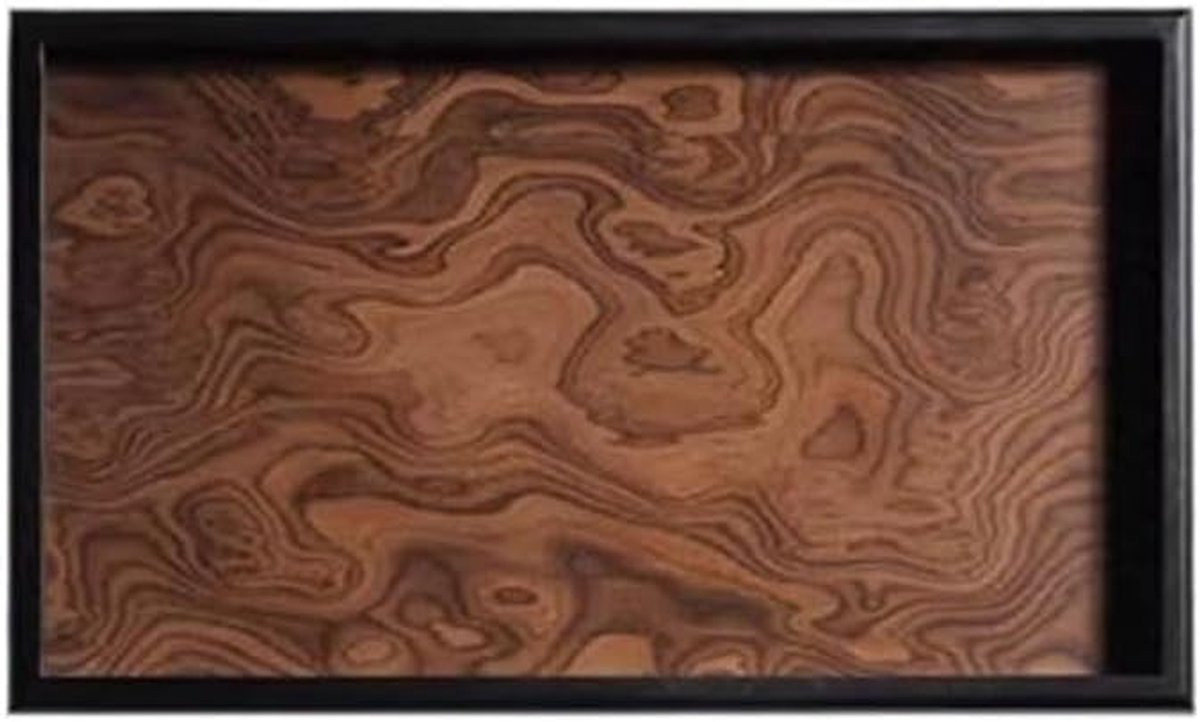 Rechthoekig serveerdienblad en opbergbak voor in de keuken in houtkleur, 36 x 21 cm