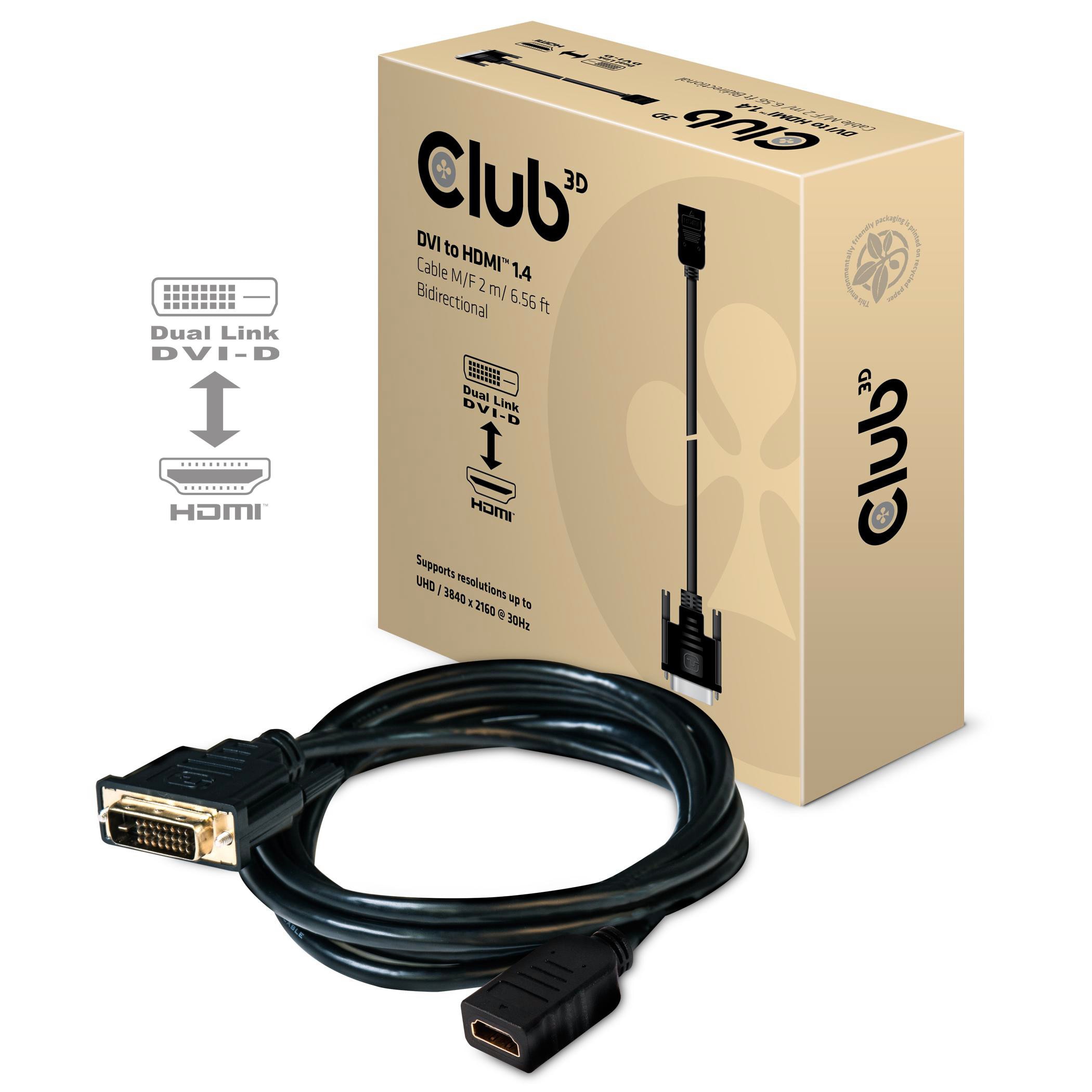 Club 3D CAC-1211 DVI / HDMI 1.4 Kabel M/F 2m Bidirectional