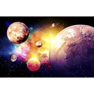 Fototapete PAPERMOON "GALAXIE-WELTALL UNIVERSUM PLANETEN SOLAR SYSTEM STERNE", bunt, B:4,5m L:2,8m, Vlies, Tapeten