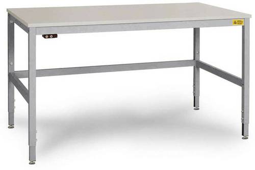 Manuflex LC3906.9006 ESD ESD-Arbeitstisch CANTOLAB Spezial mit Kunststoffplatte, BxTxH = 1200 x 800 x 758-958mm Alusilber