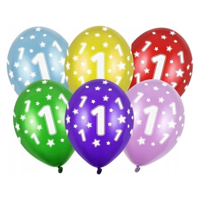 Partydeco Balloons 30cm, 1st Birthday, Metallic Mix (1 pkt / 50 pc.) (50x) (70526_5901157491794)