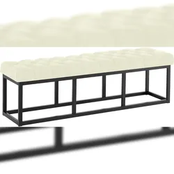CLP Sitzbank Amun Stoff mit schwarzem Gestell Stoff HBT: 46x150x38 cm creme 150 cm