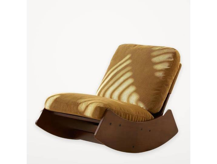 Chaise à bascule Glider confortable: Chaise de rembourrage haute qualité Orange Cadre en bois massif Salle de séjour