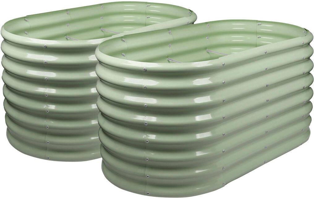 Harbour Housewares - Rounded Galvanised Steel Raised Garden Bed Planter Green 60cm H x 120cm W x 23.6cm D