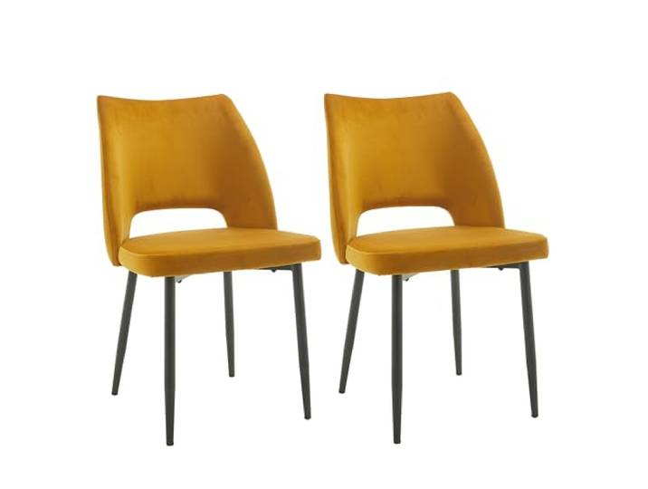 METRO Professional Gepolsteter Restaurant-Stuhl Salto, 2er Set Esszimmerstühle, Stahl/Polyester, 150 kg Tragkraft, Gelb