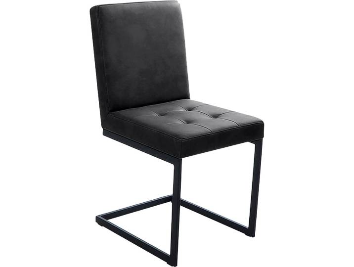 Esszimmerstuhl K+W KOMFORT & WOHNEN Freischwinger , schwarz (schwarz 81), 1 Stk., Microfaser, Stühle, Esszimmerstuhl, Freischwingergestell aus Vierkantrohr schwarz, hoher Sitzkomfort