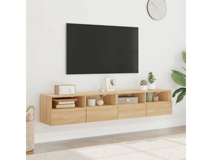 [38063]Meuble TV Flottante Console de Divertissement Meubles TV muraux （2 pcs） chêne sonoma 80x30x30cm bois ingénierie Poids:26.8