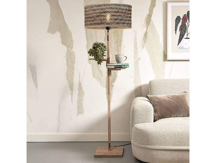 Stehleuchte Java Typ A Ø 50cm Multicolor/Schwarz/Beige Bambus E27