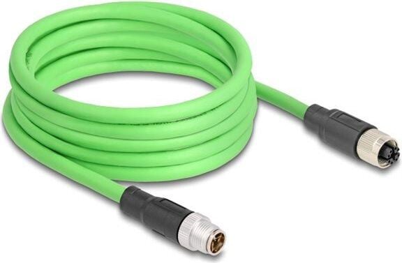 Delock M12-kabel X-gecodeerd 8-polige stekker naar connector PUR TPU 5 meter