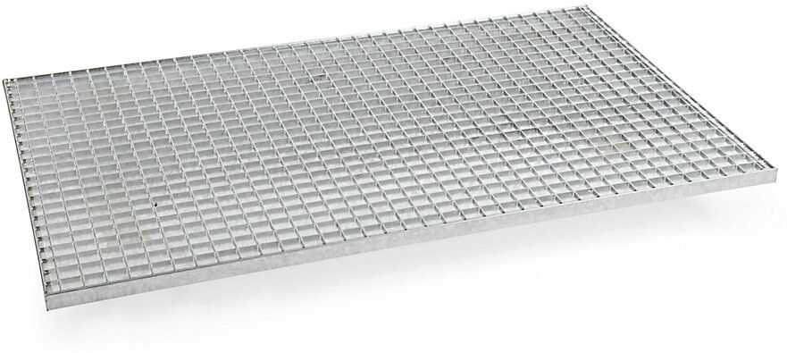 Gitterrost-Regalboden, feuerverzinkt, Tragfähigkeit 100 kg, für BxT 1250 x 850 mm eurokraft pro