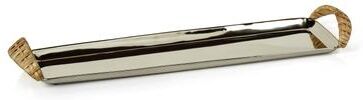 Zodax Gosford Stainless Steel Tray with Rattan Handles