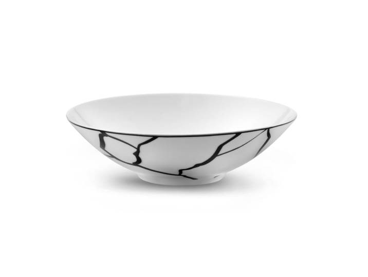 Assiette salade et pâtes en porcelaine noir