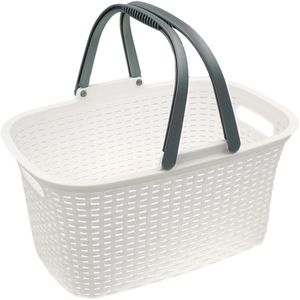 HRB Einkaufskorb 37105999, Rattan-Optik, weiß, aus Polypropylen, bis 11 kg, 18 Liter