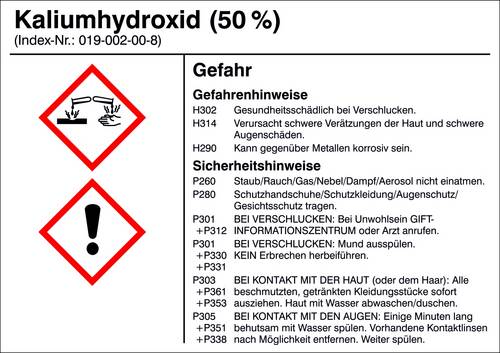 SafetyMarking 21.B1200.12 Gefahrstoffetikett G012 Kaliumhydroxid (50%) Folie selbstklebend (B x H) 105mm x 74mm 1St.