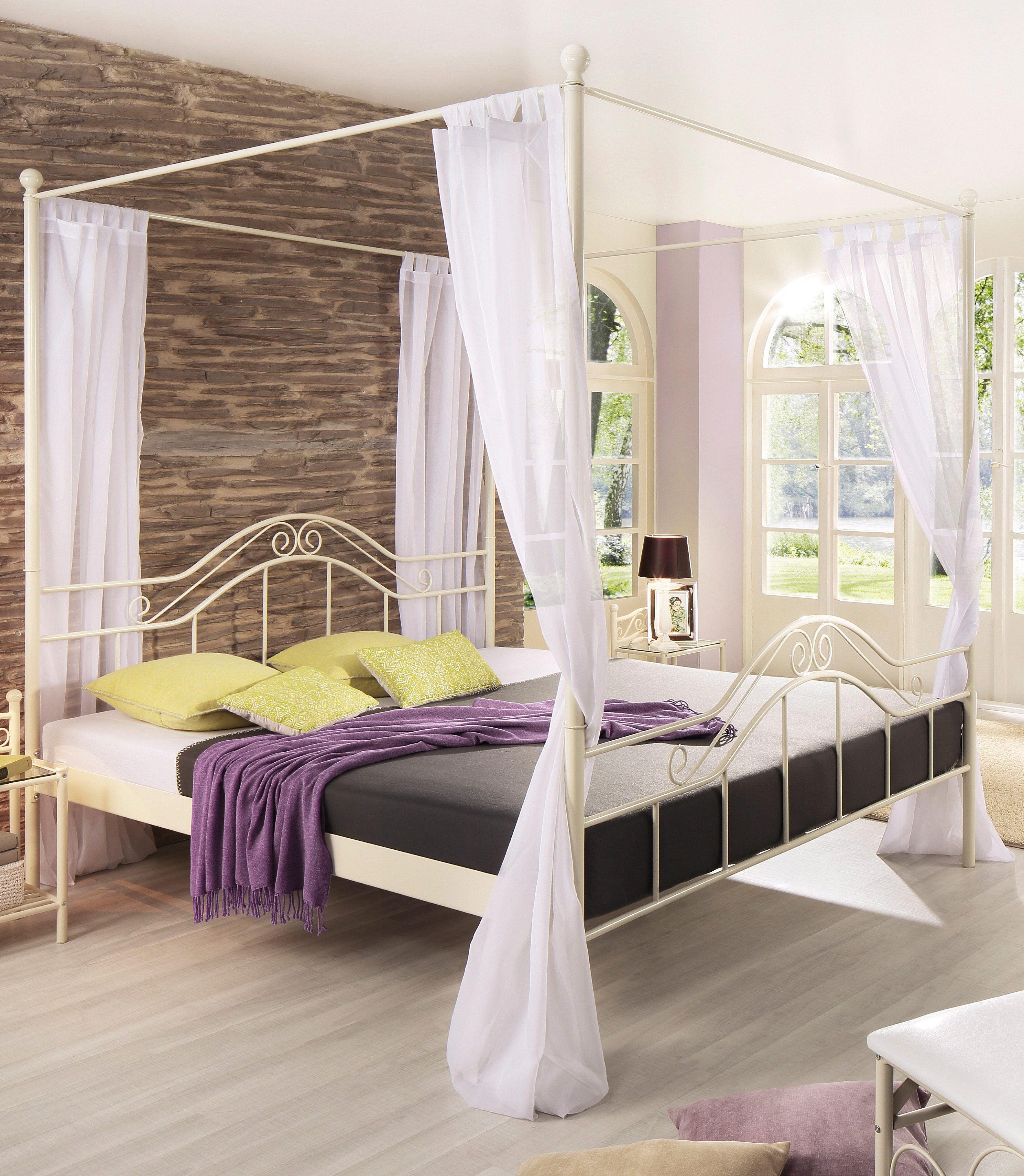 Metallbett HOME AFFAIRE, beige (cremeweiß, produkt fällt nicht unter das elektrog.), L:210cm, Betten, Metallbett cremeweiß, produkt fällt nicht unter das elektrog. Liegefläche Länge B: 200cm x 180cm