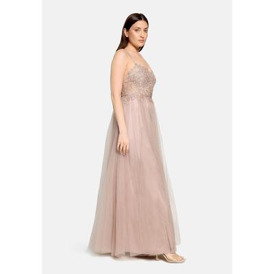 Abendkleid VERA MONT "Damen mit Stickerei", Damen, Gr. 40, Normalgrößen, ohne Ärmel, Tüll, rosa (fawn), Tüll, Obermaterial: 100% Polyamid. Futter: 100% Polyamid, festlich, tailliert lang, Kleider Abendkleid, Rückenfrei