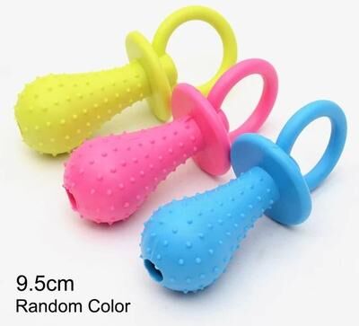 Uplifted Goods Soft Rubber Dog Chew Bone Toy nipple 3.74in random Color