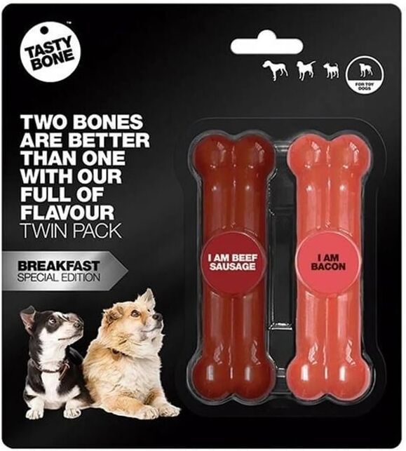 Tastybone Hueso Nylon Twin Pack Salchicha Ternera Bacon Toy