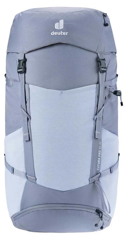 Deuter Futura Pro 34 SL, Oben, Wandern, Blau, Unisex, Polyamid, Polyethersulfon (PES), Untere Tasche, Seitentasche