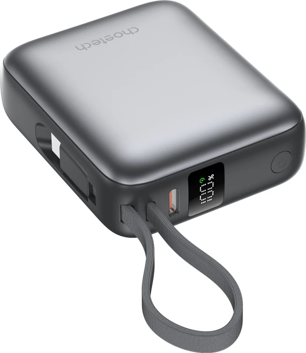 ChoeTech Mini 35 W 10000 mAh Power Bank with USB-C input/output Cable Grey