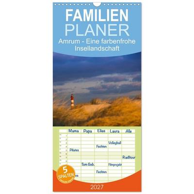 Familienplaner 2027 - Amrum - Eine farbenfrohe Insellandschaft mit 5 Spalten (Wandkalender, 21 x 45 cm) CALVENDO