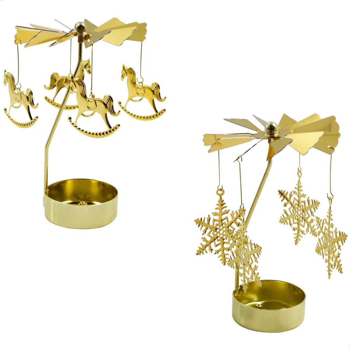 Omgoods Gouden Metalen Kaarsenhouder - Set van 2 Draaibare Theelichthouders - Diameter: 4,6 cm