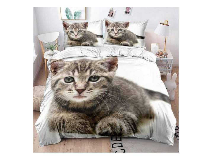 LuxusKollektion Kinderbettwäsche Katzen Bettwäsche 220x240 3tlg Dragon-Li Braun-Weiss