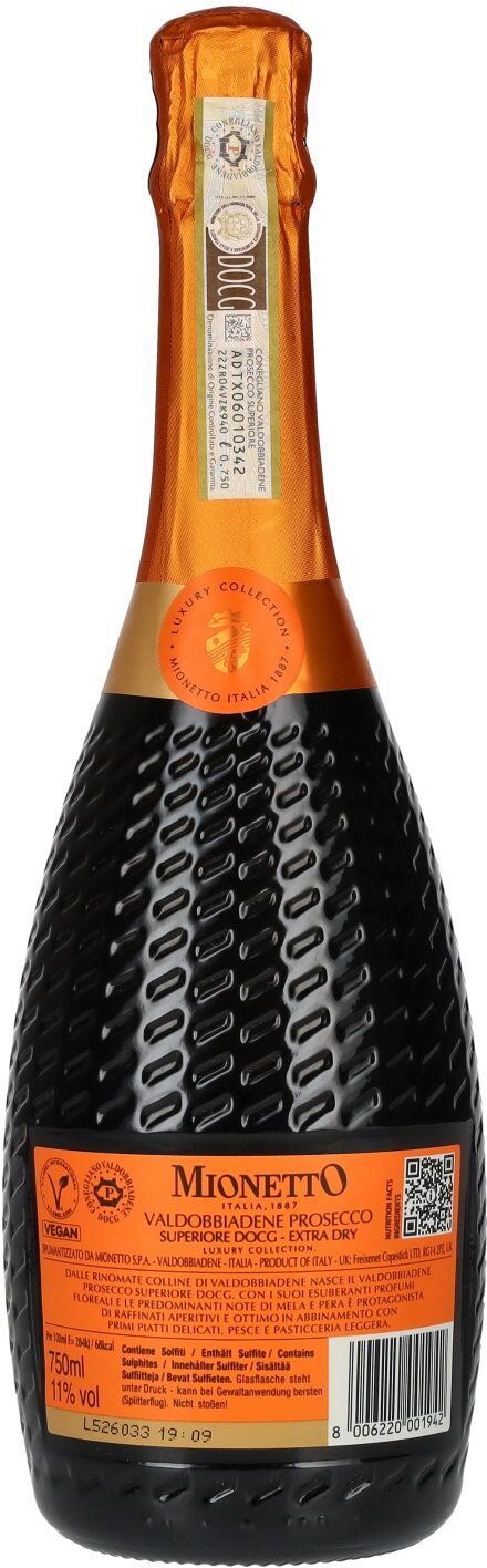 Mionetto Valdobbiadene Prosecco Superiore Extra Dry Luxury Collection DOCG 11% Vol. 0,75l