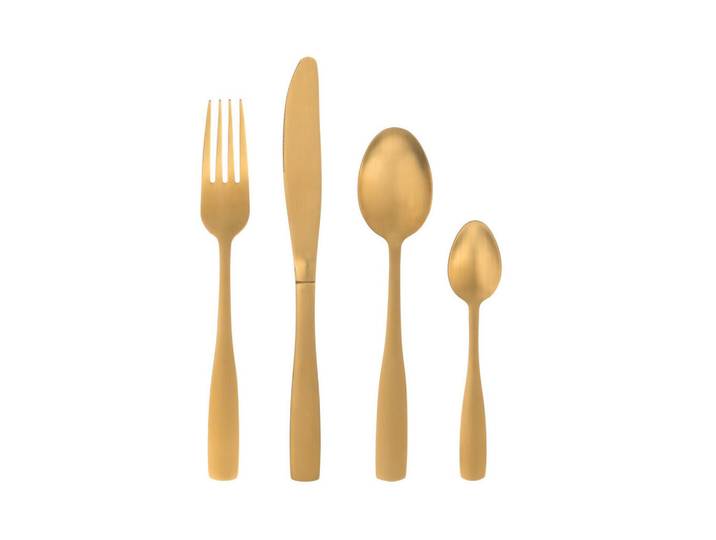 Besteckset Gold für 4 Personen, Goldfarben, Metall, Besteck, Besteck-Sets