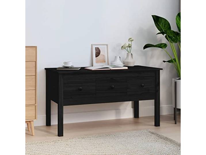 KTHLBRH Sofatisch Kaffeetisch Konsolentische fürs Wohnzimmer Couchtisch Schwarz 102x49x55 cm Massivholz Kiefer für Wohnzimmer, Schlafzimmer