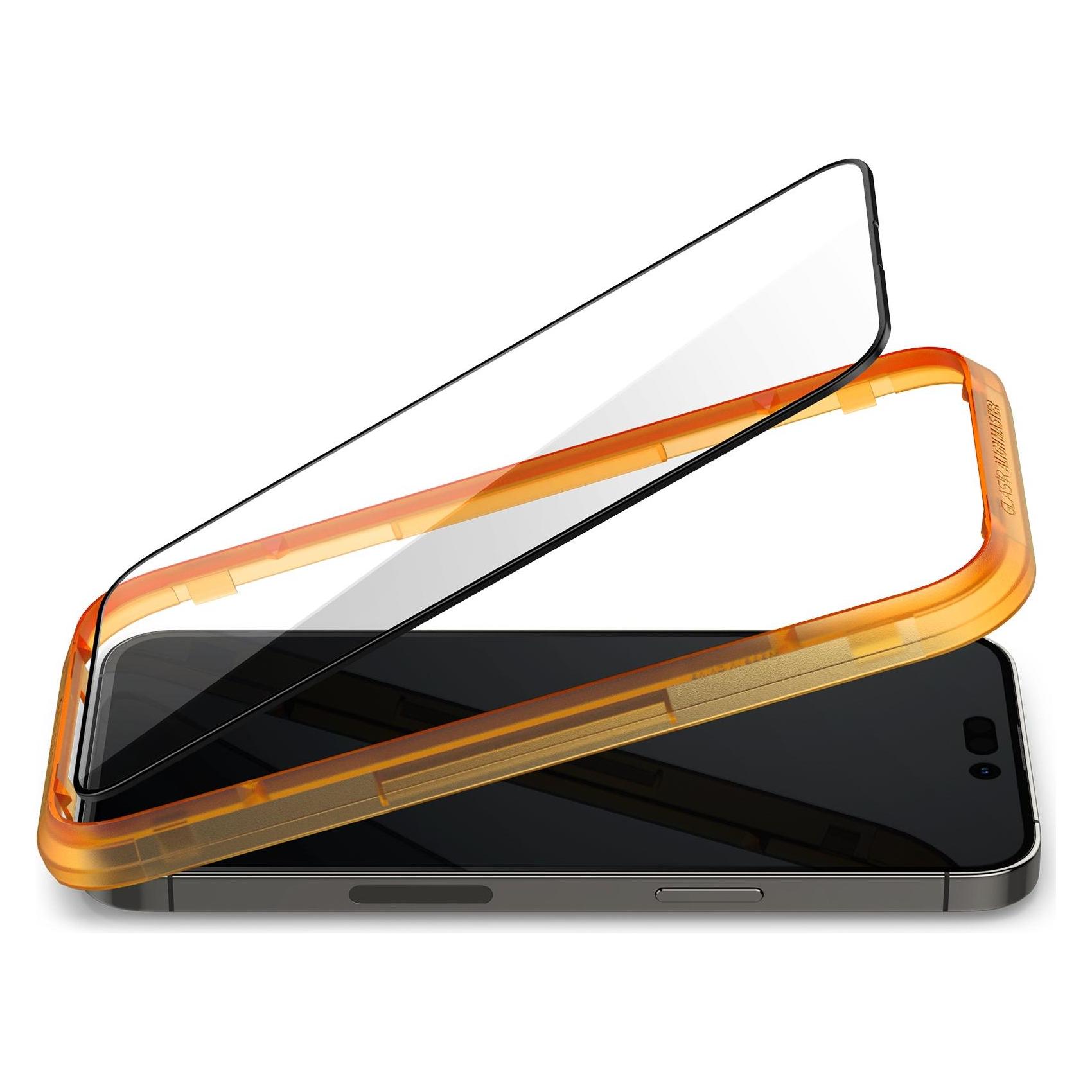 Spigen TEMPORARY CLASS-Spiele ALM GLASS FC 2 - PACK IPHONE 14 PRO MAX Schwarz (1 Stk., Apple iPhone 14 Pro Max) (AGL05204)